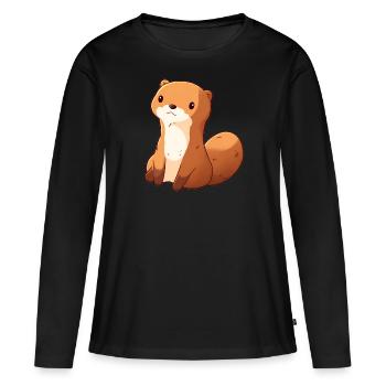 Mangouste - T-shirt manches longues Premium bio Femme - noir - Devant - Julia (174cm)