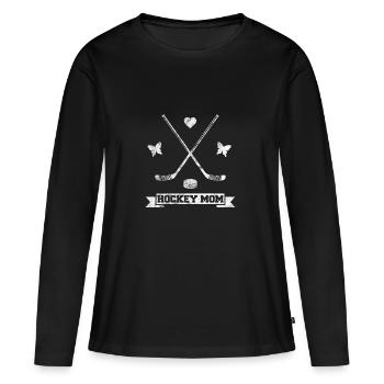 Hockey Mom Geschenk Eishockey Mutter Mama - Frauen Premium Bio Langarmshirt - Schwarz - Vorne - Julia (174cm)