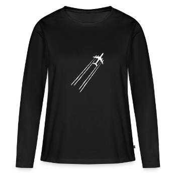 Avion avion avion avion jet d’avion cadeau jet - T-shirt manches longues Premium bio Femme - noir - Devant - Julia (174cm)