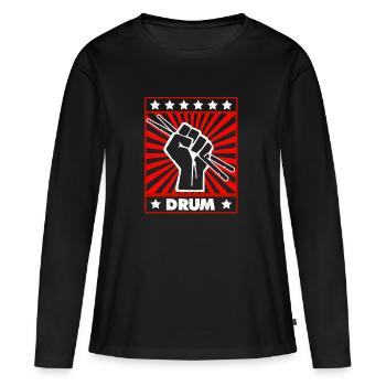 Batteur cadeau batteur batteur batteur - T-shirt manches longues Premium bio Femme - noir - Devant - Julia (174cm)