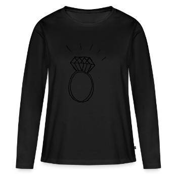 Diamant-Ring - Frauen Premium Bio Langarmshirt - Schwarz - Vorne - Julia (174cm)