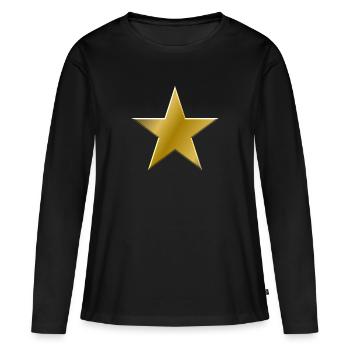 Éclat de l’étoile dorée - T-shirt manches longues Premium bio Femme - noir - Devant - Julia (174cm)