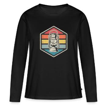 Öllampe - Retro Camping - Frauen Premium Bio Langarmshirt - Schwarz - Vorne - Julia (174cm)