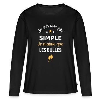 Fille simple apéro humour - T-shirt manches longues Premium bio Femme - noir - Devant - Julia (174cm)