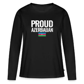 Fier Azerbaïdjan Azerbaïdjan Drapeau - T-shirt manches longues Premium bio Femme - noir - Devant - Julia (174cm)