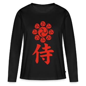 Emblème samouraï du clan Uesugi (rouge) - T-shirt manches longues Premium bio Femme - noir - Devant - Julia (174cm)