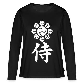 Emblème samouraï du clan Uesugi (blanc) - T-shirt manches longues Premium bio Femme - noir - Devant - Julia (174cm)
