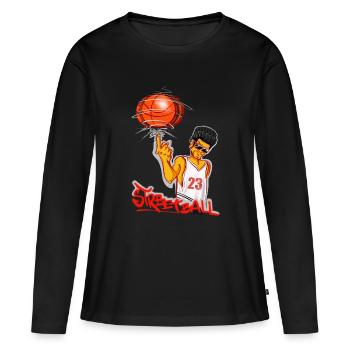 Ballon de rue - T-shirt manches longues Premium bio Femme - noir - Devant - Julia (174cm)