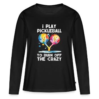 Je joue au pickleball pour brûler les fous - T-shirt manches longues Premium bio Femme - noir - Devant - Julia (174cm)