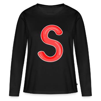 Lettre S Première lettre - T-shirt manches longues Premium bio Femme - noir - Devant - Julia (174cm)