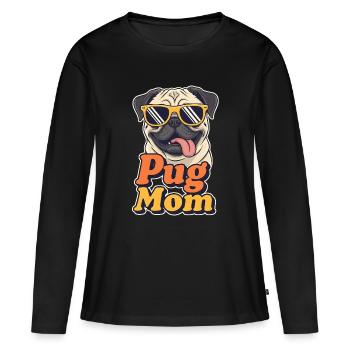 Pug Mom Sonnenbrille Retro Hundemama - Frauen Premium Bio Langarmshirt - Schwarz - Vorne - Julia (174cm)