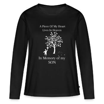 En mémoire de mon Fils - T-shirt manches longues Premium bio Femme - noir - Devant - Julia (174cm)