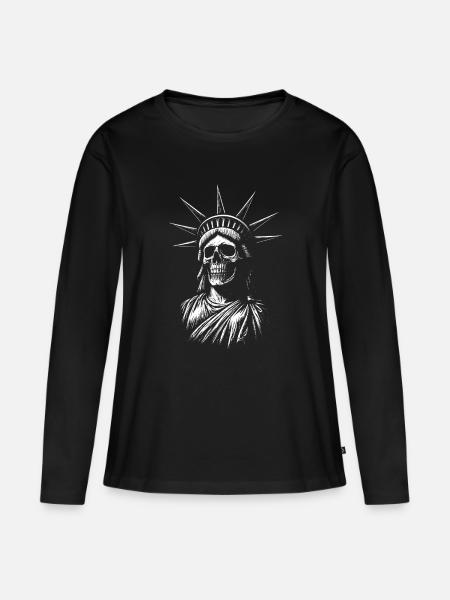 Statue of Liberty Skull Crown - Frauen Premium Bio Langarmshirt - Schwarz