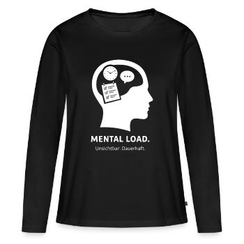 CHARGE MENTALE – Effort permanent invisible - T-shirt manches longues Premium bio Femme - noir - Devant - Julia (174cm)