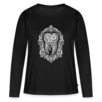 Conception baroque de dents dans le cadre - T-shirt manches longues Premium bio Femme - noir - Devant - Julia (174cm)
