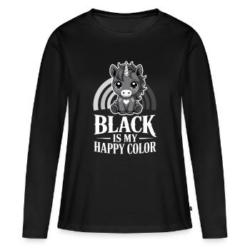 Joie Licorne Monochrome - T-shirt manches longues Premium bio Femme - noir - Devant - Julia (174cm)