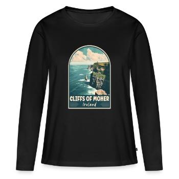 Découvrez les falaises de Moher en Irlande - T-shirt manches longues Premium bio Femme - noir - Devant - Julia (174cm)