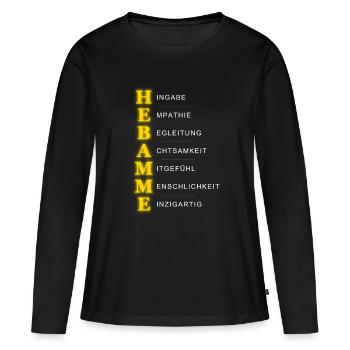 Hebamme Akrostichon – Herz & Hingabe - Frauen Premium Bio Langarmshirt - Schwarz - Vorne - Julia (174cm)
