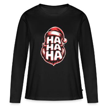 HaHa Santa Rire Design - T-shirt manches longues Premium bio Femme - noir - Devant - Julia (174cm)