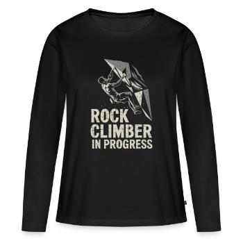 Grimpeur de paroi rocheuse en construction - T-shirt manches longues Premium bio Femme - noir - Devant - Julia (174cm)