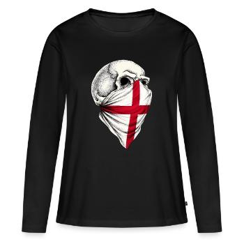 Crâne du drapeau anglais - T-shirt manches longues Premium bio Femme - noir - Devant - Julia (174cm)