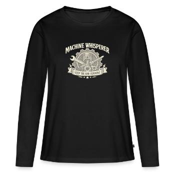 Machine Whisperer Gear Crest - Frauen Premium Bio Langarmshirt - Schwarz - Vorne - Julia (174cm)