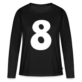 Eight: Minimalist Numeral 8 | Eighth - Women's Premium Organic Long Sleeve Shirt - black - Front - Julia (174cm)