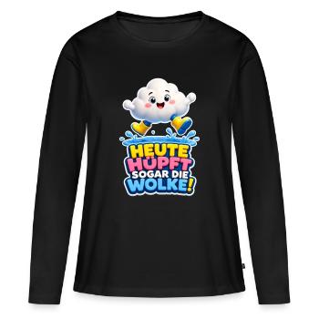 Nuages sautent aujourd’hui même la pluie de nuages Humour - T-shirt manches longues Premium bio Femme - noir - Devant - Julia (174cm)