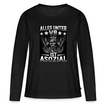 TOUT SOUS V8 EST ASOCIAL - T-shirt manches longues Premium bio Femme - noir - Devant - Julia (174cm)