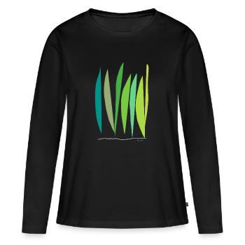 Abstract design The growth of the stalks - Women's Premium Organic Long Sleeve Shirt - black - Front - Julia (174cm)
