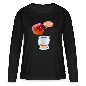 Apple pisse le jus de pomme - Buck sur le jus? - T-shirt manches longues Premium bio Femme - noir - Devant - Julia (174cm)