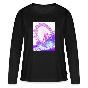 Ferris Wheel Vienna in pink & white - Women's Premium Organic Long Sleeve Shirt - black - Front - Julia (174cm)