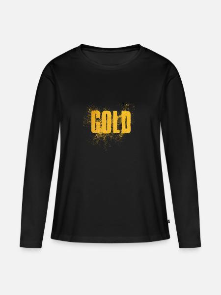 Gold - Frauen Premium Bio Langarmshirt - Schwarz