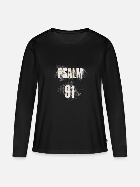 Psalm 91 - Frauen Premium Bio Langarmshirt - Schwarz