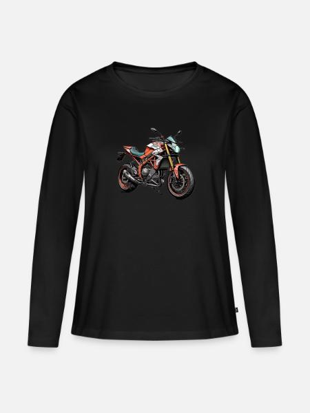 Motorrad - Frauen Premium Bio Langarmshirt - Schwarz