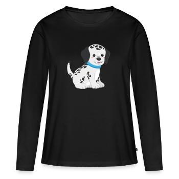 Chiot dalmatien - T-shirt manches longues Premium bio Femme - noir - Devant - Julia (174cm)