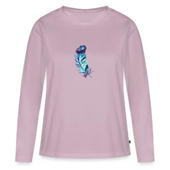 feathers - Women's Premium Organic Long Sleeve Shirt - dusky pink - Front - Julia (174cm)