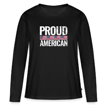 Fier drapeau américain américain américain - T-shirt manches longues Premium bio Femme - noir - Devant - Julia (174cm)