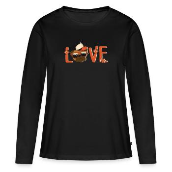 Love Mops Hundehalter Hundesitzer Geschenkidee - Frauen Premium Bio Langarmshirt - Schwarz - Vorne - Julia (174cm)