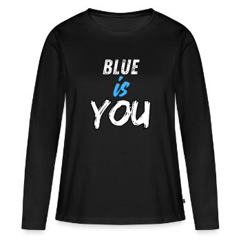 BLAU BIST DU - Frauen Premium Bio Langarmshirt - Schwarz - Vorne - Julia (174cm)