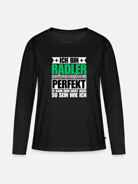 Perfekter Radler - Frauen Premium Bio Langarmshirt - Schwarz