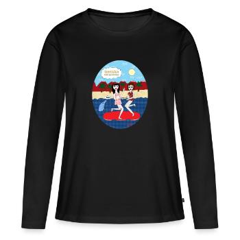 Du soleil au lieu de crier sur - T-shirt manches longues Premium bio Femme - noir - Devant - Julia (174cm)