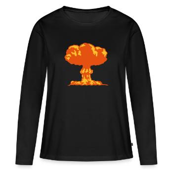 Explosion Atompilz 25 - Frauen Premium Bio Langarmshirt - Schwarz - Vorne - Julia (174cm)