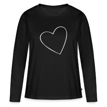 Herz silber - Frauen Premium Bio Langarmshirt - Schwarz - Vorne - Julia (174cm)
