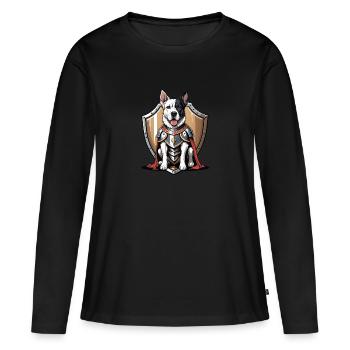 Dog Ritter Krieger Hund Geschenk Warrior Knight - Frauen Premium Bio Langarmshirt - Schwarz - Vorne - Julia (174cm)