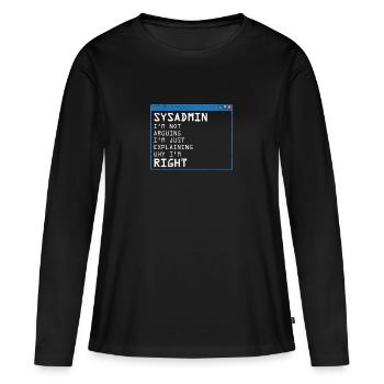 Administrateur système Administrateur programmeur informatique - T-shirt manches longues Premium bio Femme - noir - Devant - Julia (174cm)