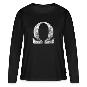 Signe Oméga - T-shirt manches longues Premium bio Femme - noir - Devant - Julia (174cm)
