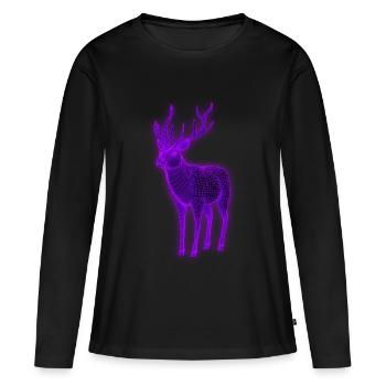 Jäger 3d Effekt Hirsch ultraviolett - Frauen Premium Bio Langarmshirt - Schwarz - Vorne - Julia (174cm)