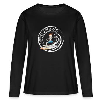 Skeleton Surf - Frauen Premium Bio Langarmshirt - Schwarz - Vorne - Julia (174cm)