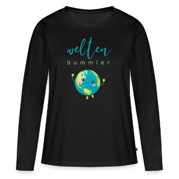 globe-trotter - T-shirt manches longues Premium bio Femme - noir - Devant - Julia (174cm)